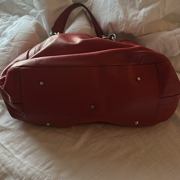 Furla Red Leather Tote with Silver Accents - Picture 5 of 5
